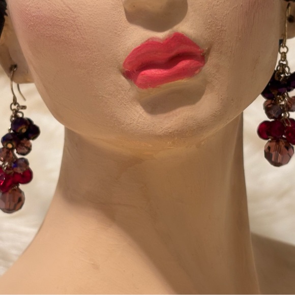 50% Off - Pretty dangle Earrings with various Purple shades of AB Crystal beads - Picture 10 of 14